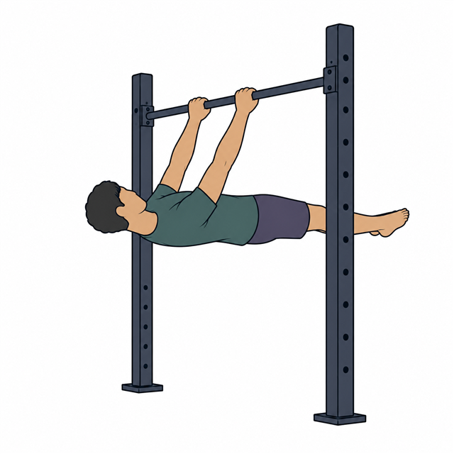 Illustration: Full Front Lever – Körper waagerecht an der Stange